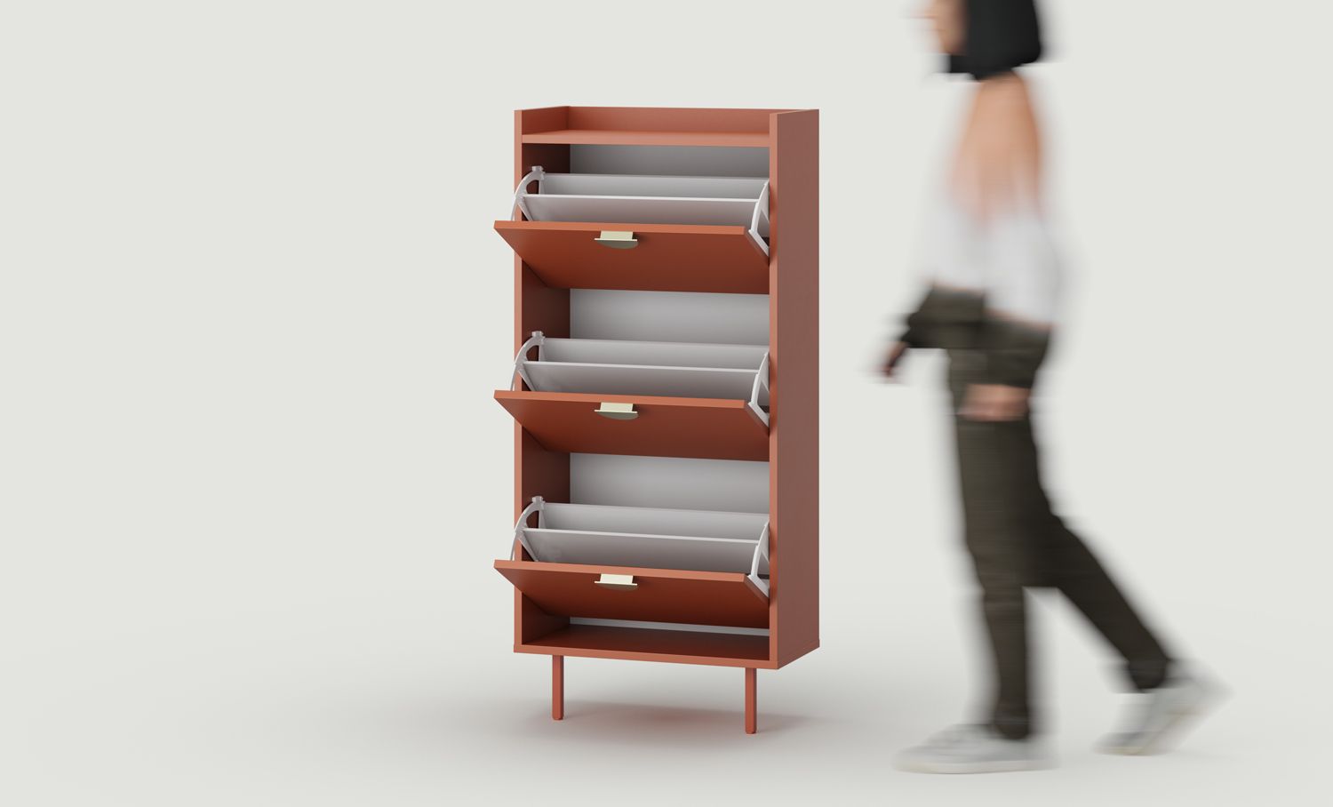 Dulap pentru pantofi cu clapetă SIGI SBKS2D
Culoare: Fiery Terracotta
Picior: Teracotă aprinsă
Mâner: RIND Gold