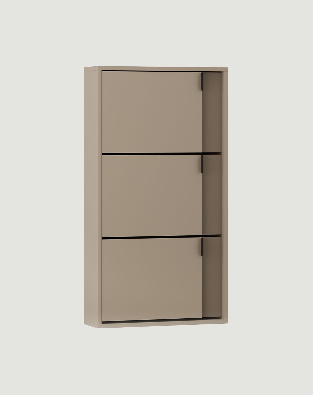 Dulap pentru pantofi cu clapetă LAYERS LAY38
Culoare: Ash Clay
Culoare față: maro cafea
Mâner: LAYERS 110 Black Onyx