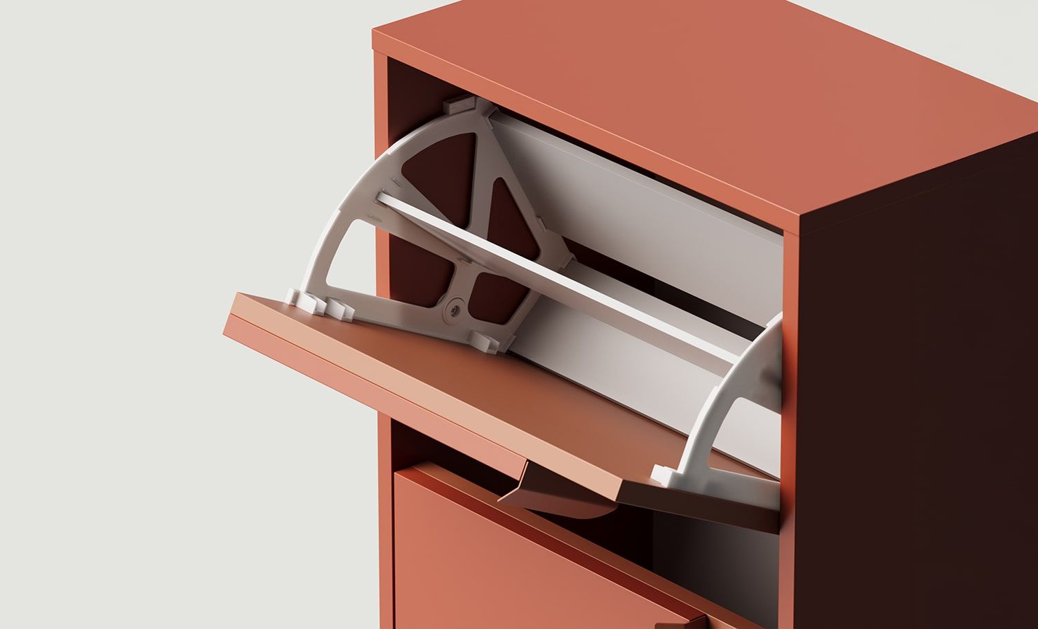 Dulap pentru pantofi cu clapetă LAYERS LAY39
Culoare: Fiery Terracotta
Culoarea celui de-al doilea strat din față: Sahara Deep
Mâner: Mâner LAYERS 110 Fire Terracotta