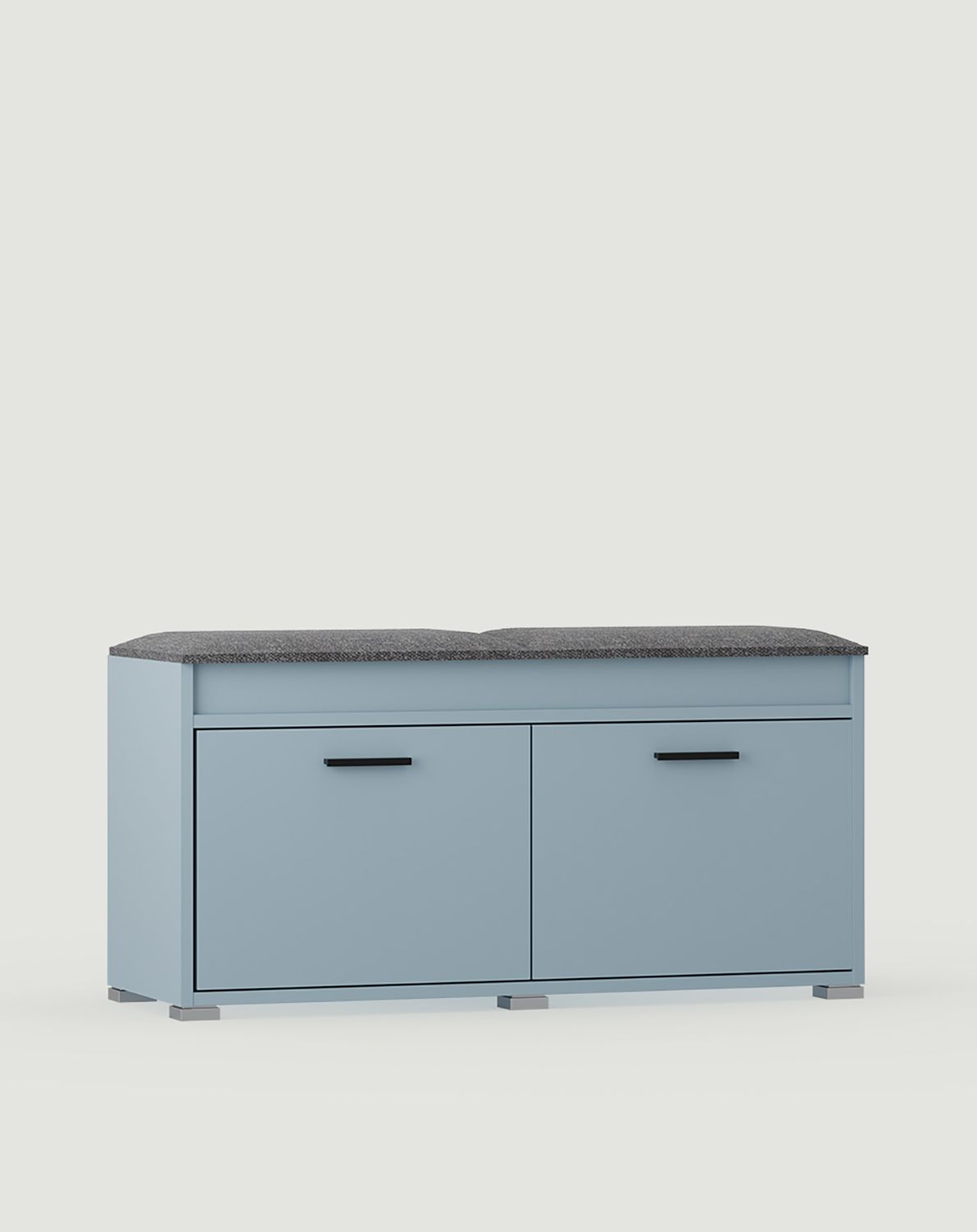 Dulap pentru pantofi SBC1 cu scaun
Culoare: Dove Blue
Scaun: Moss 03
Mâner: DAG Handle Black Slatted DCZ