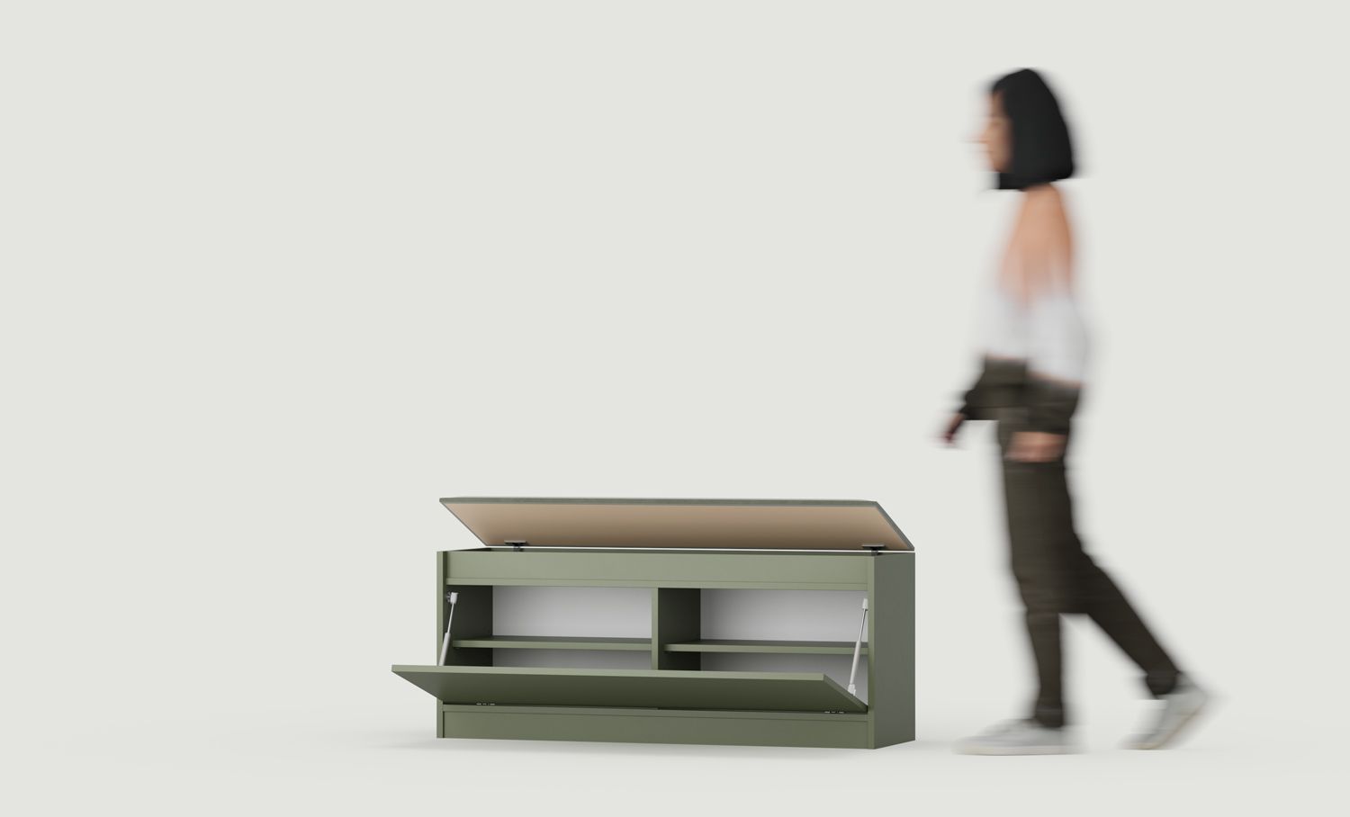 Dulap pentru pantofi SBD1 cu scaun LOKI
Culoare: verde cypress
Scaun: Nassau 03