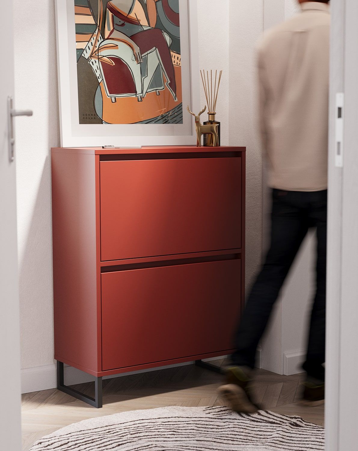 Dulap pentru pantofi SBD4 duo ODIS
Culoare: Burgundy Marseille
Culoare picior: ODIS Steel Black