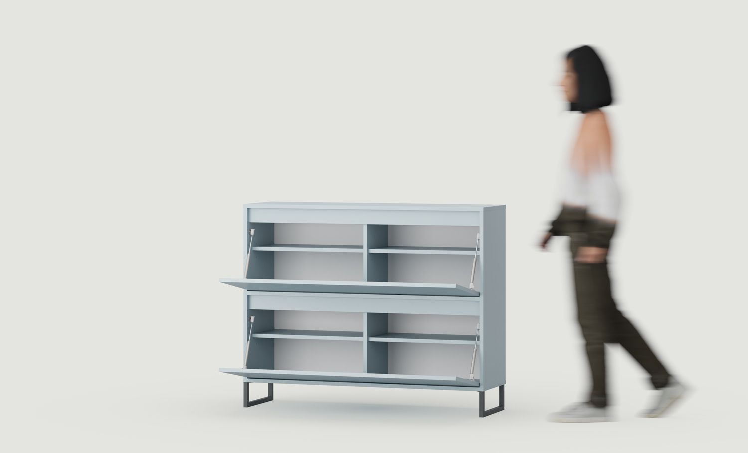 Dulap pentru pantofi SBD4 duo ODIS
Culoare: Dove Blue
Culoare picior: Oțel ODIS Gri