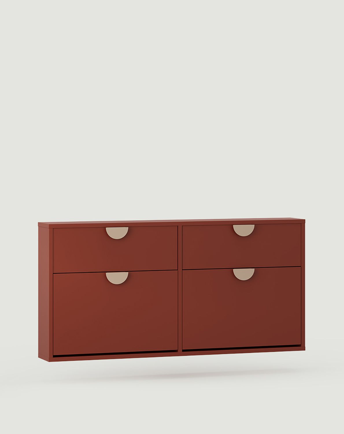 Dulap pentru pantofi suspendat SBK3W
Culoare: Fiery Terracotta
Mâner: Mâner din lemn RIND bej