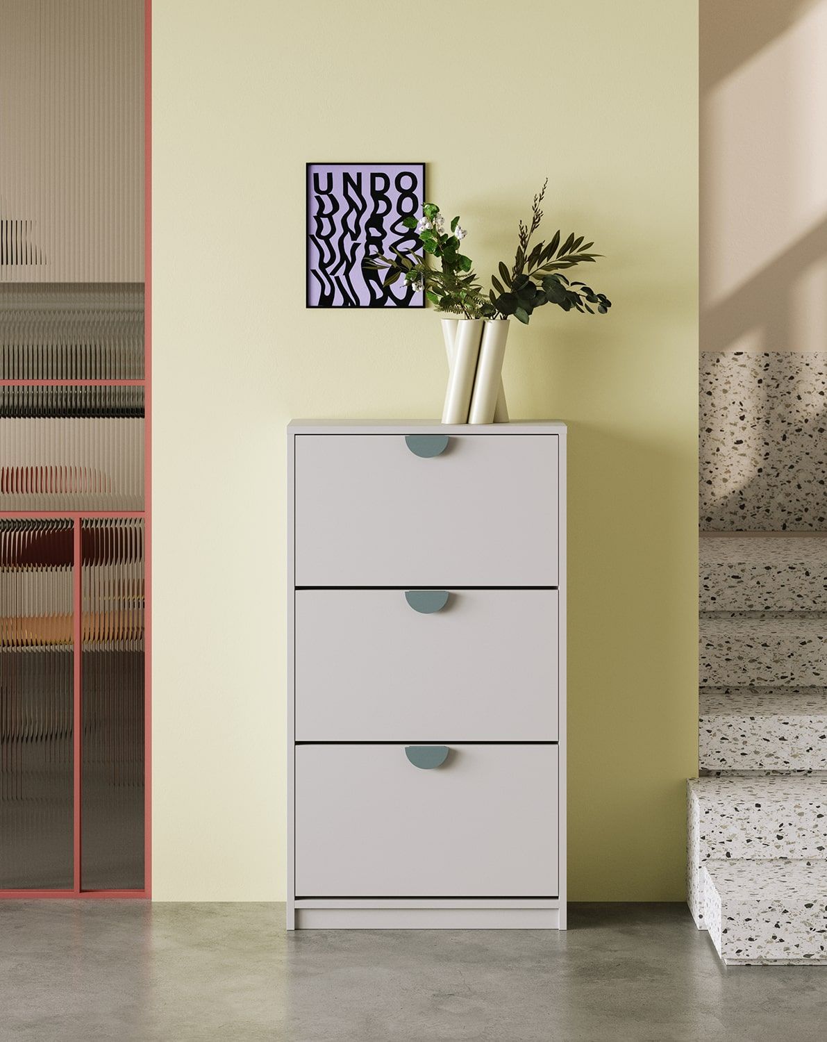 SBK6CD dulap pentru pantofi în picioare
Culoare: Silent Grey
Mâner: Mâner din lemn de frasin RIND