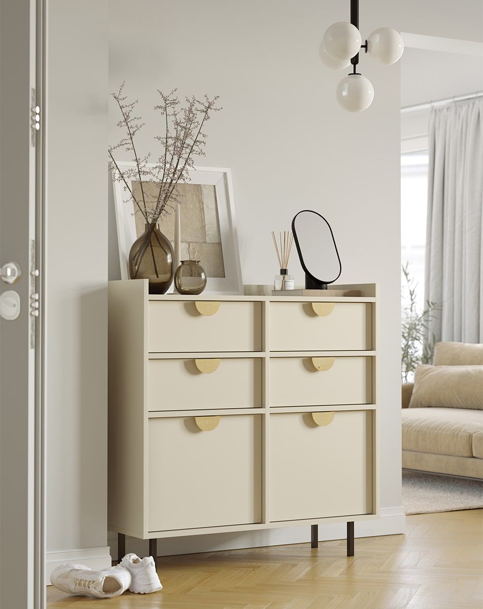 Dulap pentru pantofi SIGI cu sertar SBG2S
Culoare: Champagne Beige
Picior: Negru
Mâner: Mâner stejar RIND