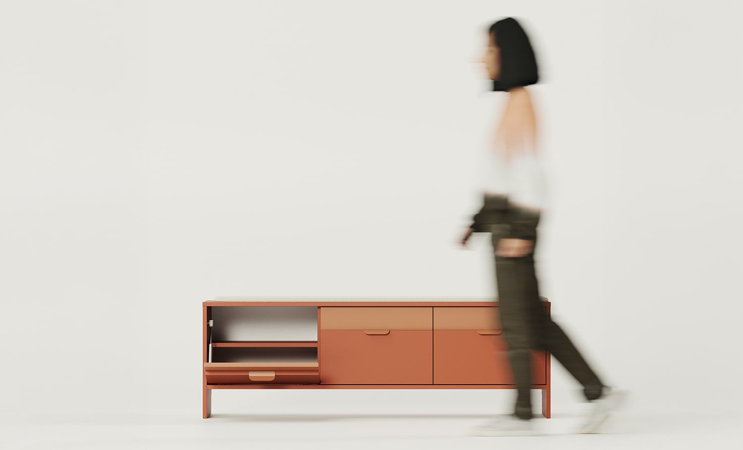 Dulap pentru pantofi cu scaun triplu LAYERS LAY16
Culoare: Fiery Terracotta
Culoare al doilea strat frontal: Sahara Deep
Scaun: Moss 01
Mâner: LAYERS 110 Mâner Sahara Deep