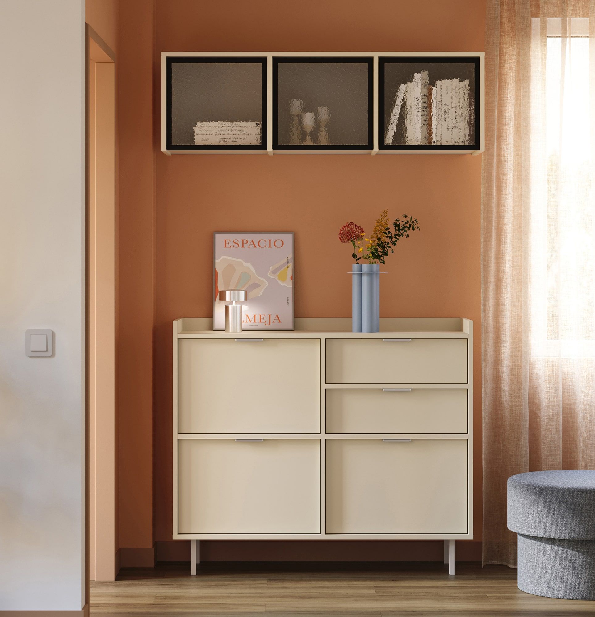 Dulap extensibil vitrat SIGI RPWS3
Culoare: Calea Lactee
Sticlă: Sticlă ornamentală nubes
