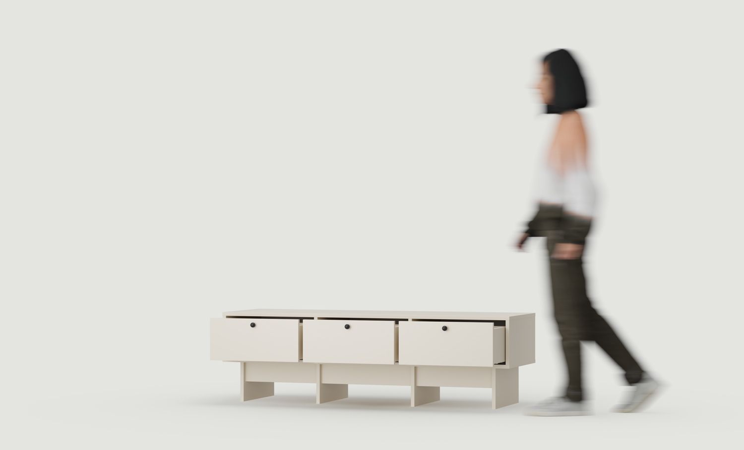 KABE KNTV2 dulap RTV scăzut în stil JAPANDI
Culoare: Champagne Beige
Mâner: Mâner cu bilă Black KD