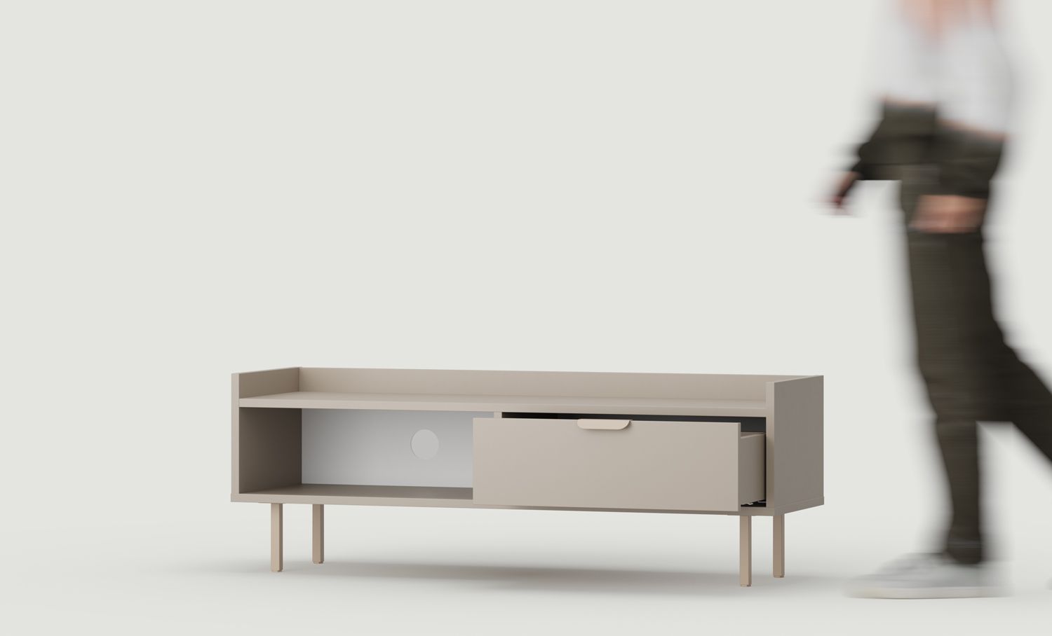 Dulap RTV scăzut SIGI S1TV2
Culoare: Ash White Clay
Picior: Cappuccino
Mâner: LAYERS 110 Cappuccino
