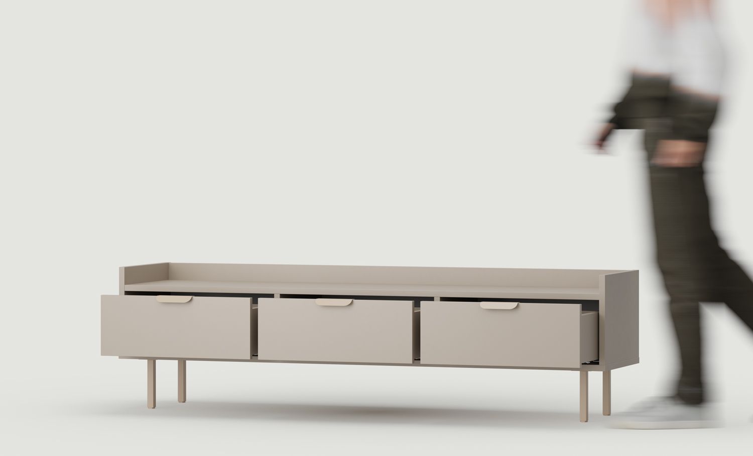 Dulap RTV scăzut SIGI S3TV1
Culoare: Ash White Clay
Picior: Cappuccino
Mâner: LAYERS 110 Cappuccino