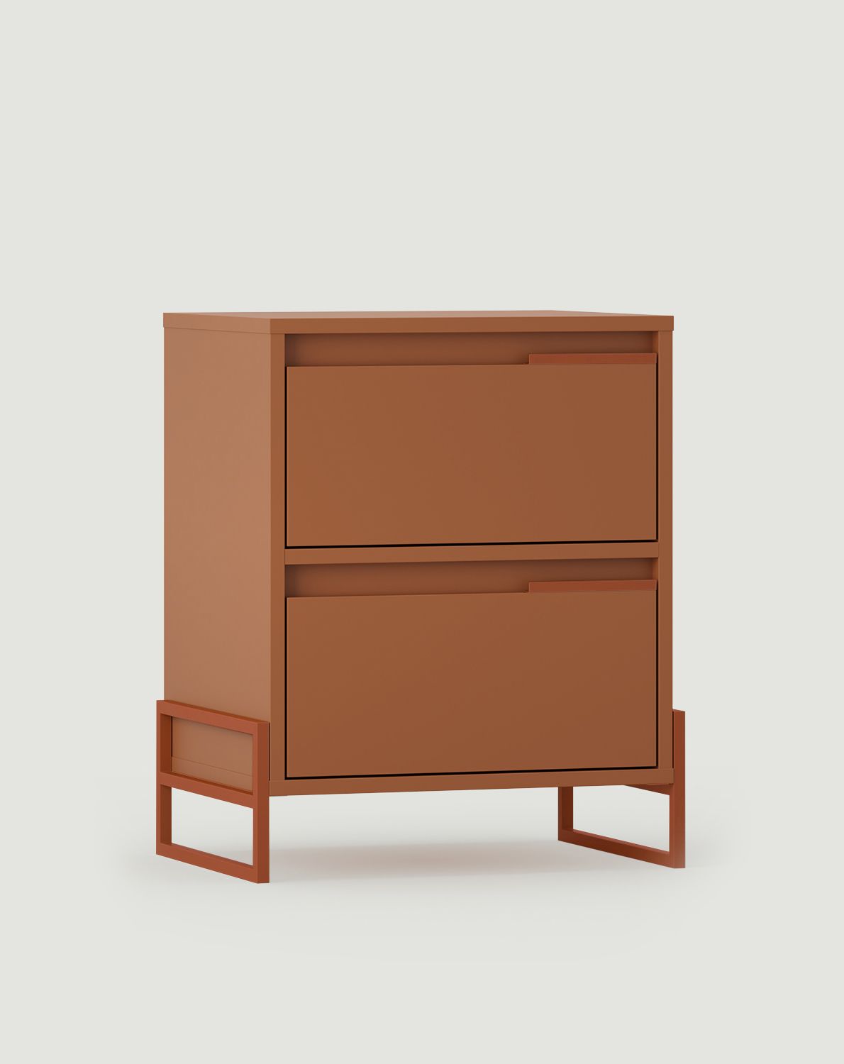 Dulap de noptieră INEA ISN2S
Culoare: Sahara Deep
Culoarea picioarelor și a mânerelor: Oțel Inea Fiery Terracotta