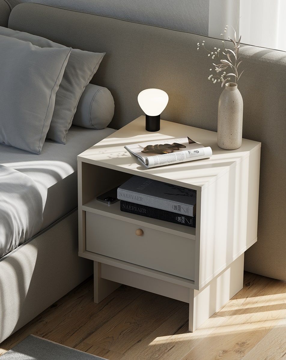 KABE SNK01 noptieră în stil JAPANI
Culoare: Champagne Beige
Mâner: Mâner cu bilă din lemn KD