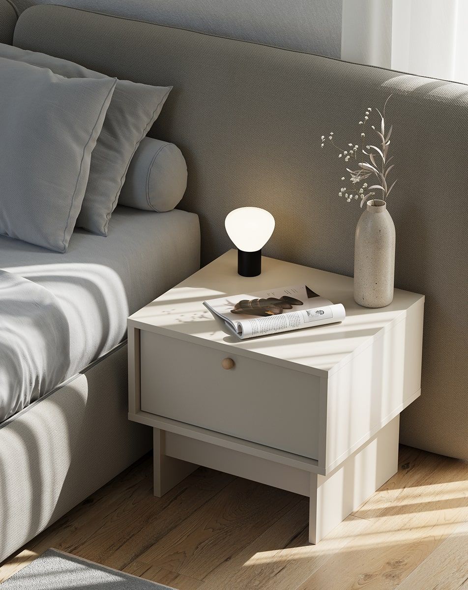 KABE SNK03 noptieră în stil JAPANI
Culoare: Champagne Beige
Mâner: Mâner cu bilă din lemn KD