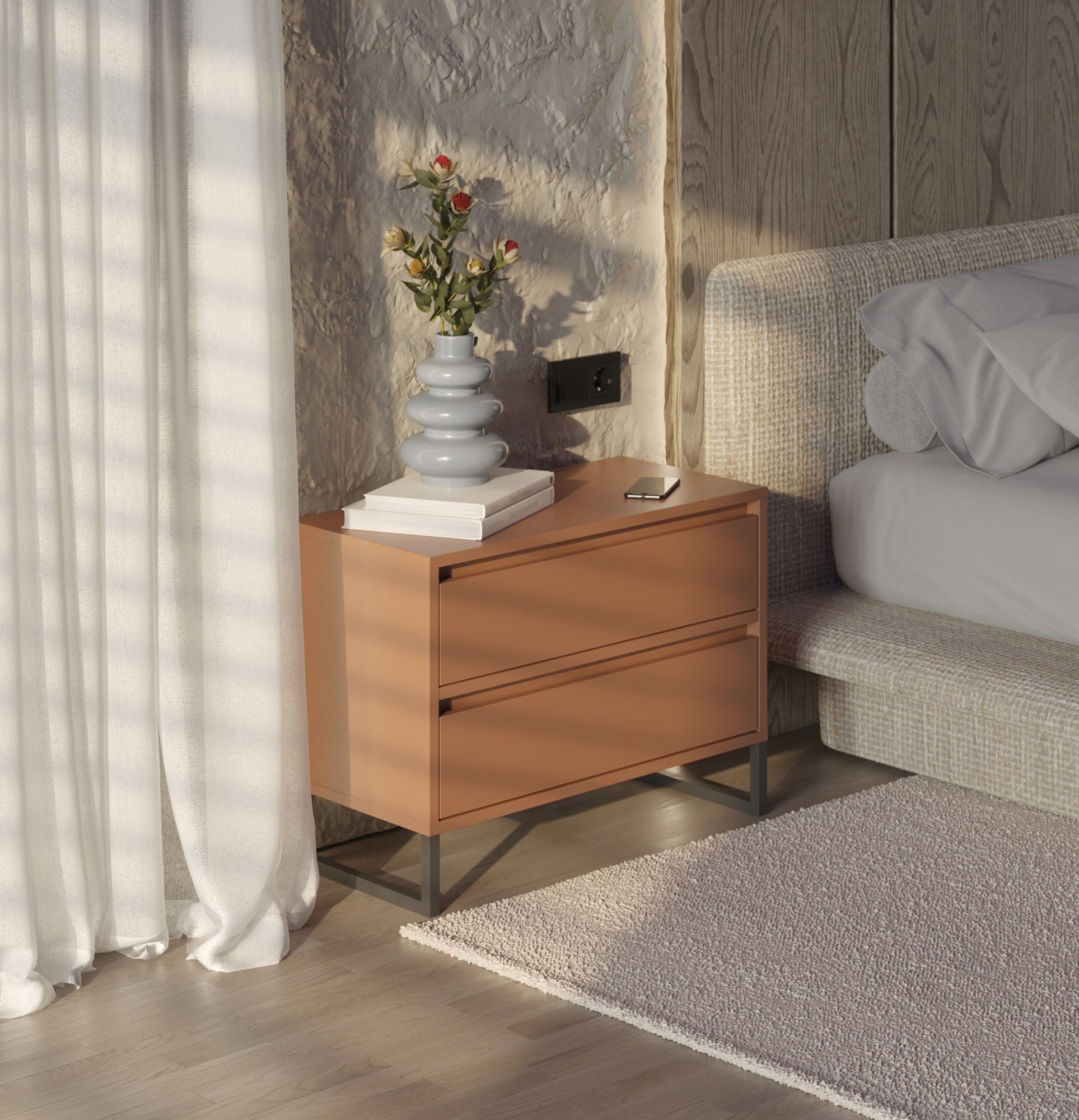 Măsuță de noptieră ODIS SN02
Culoare: Sahara Deep
Culoarea picioarelor: Oțel ODIS gri