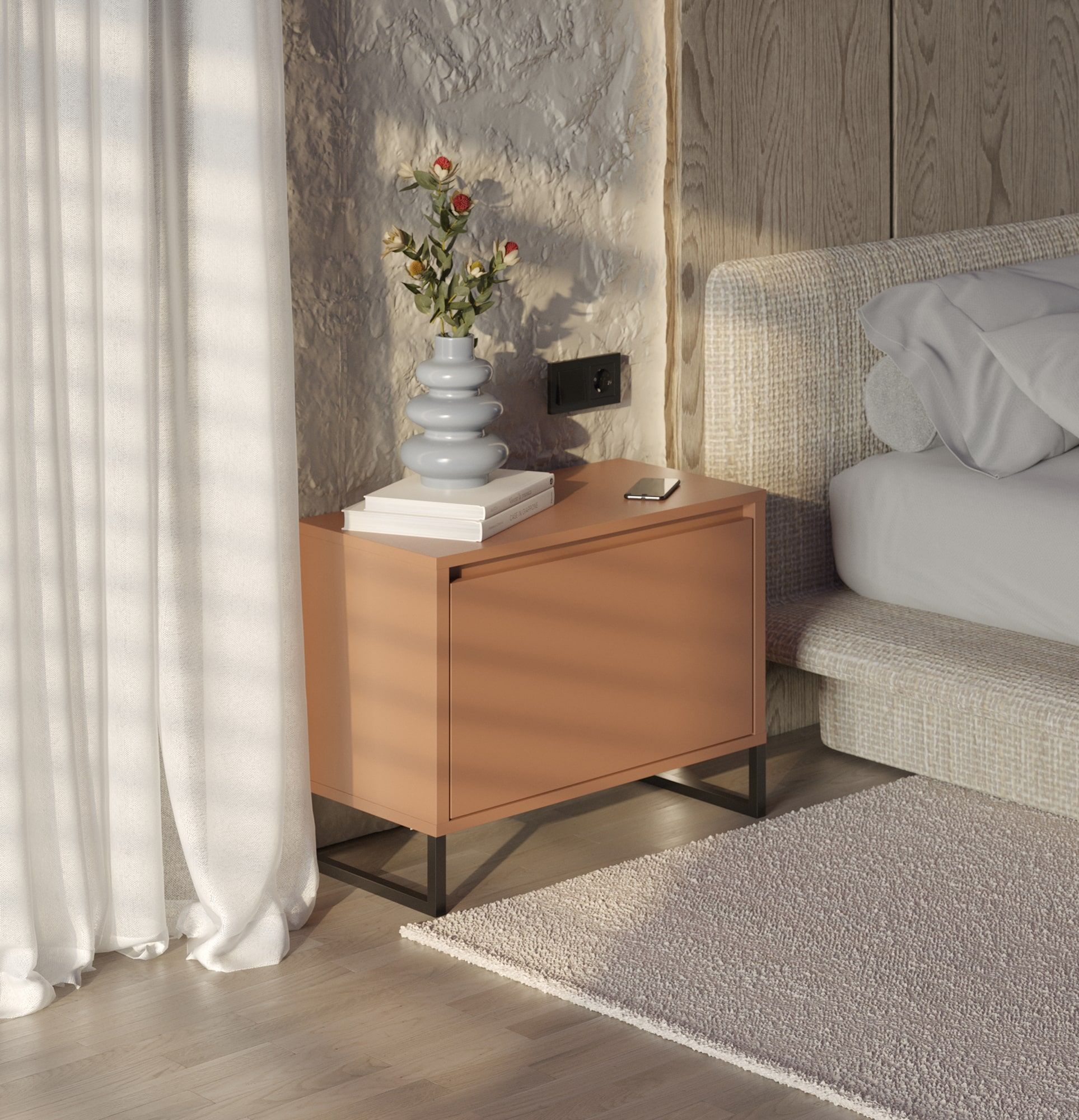 Măsuță de noptieră ODIS SN03
Culoare: Sahara Deep
Culoarea picioarelor: Oțel ODIS gri