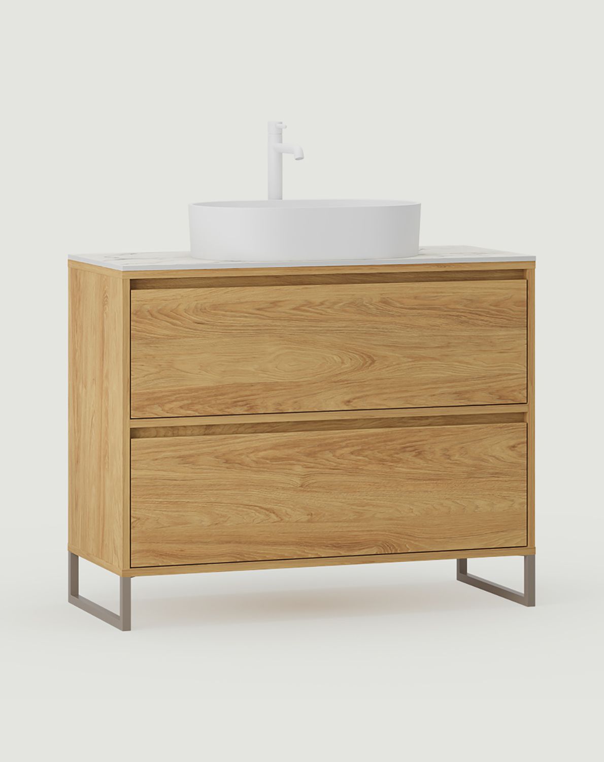 Dulap ODIS cu chiuvetă OMNIRES OU02
Culoare: Hickory Natural
Culoare picior: ODIS Steel Grey Beige
Lavoar: OVO M+ alb lucios OMNIRES
Robinet: Tall Y Alb mat OMNIRES
Blat de lucru: White Crystal Sinter