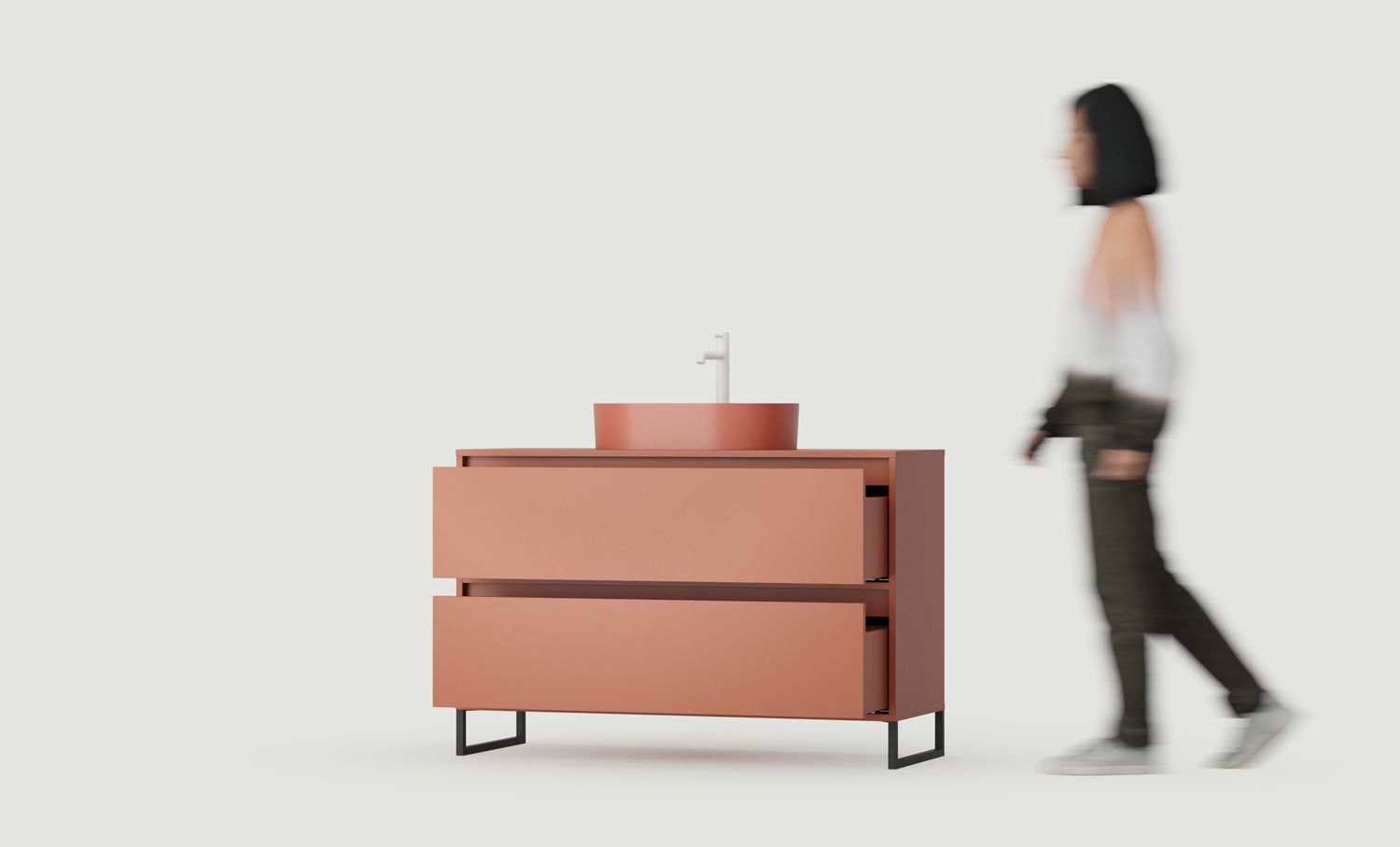 Dulap ODIS cu chiuvetă OMNIRES OU02
Culoare: teracotă aprinsă
Culoarea picioarelor: ODIS Steel Black
Bazin: OVO M+ Terracotta OMNIRES
Robinet: Tall Y Alb OMNIRES
Blat de masă: Fără blat de masă