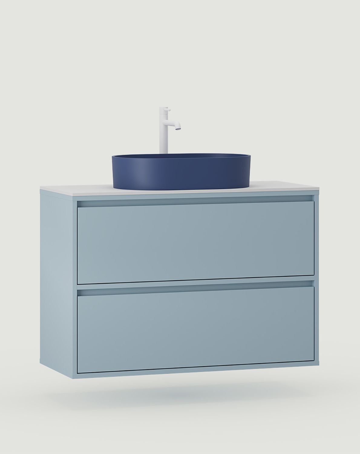 Dulap ODIS cu chiuvetă OMNIRES montată pe perete WOU02
Culoare: Dove Blue
Bazin: Shell M+ Midnight Blue OMNIRES
Robinet: Tall Y White Mat OMNIRES
Blat: White Crystal Sinter