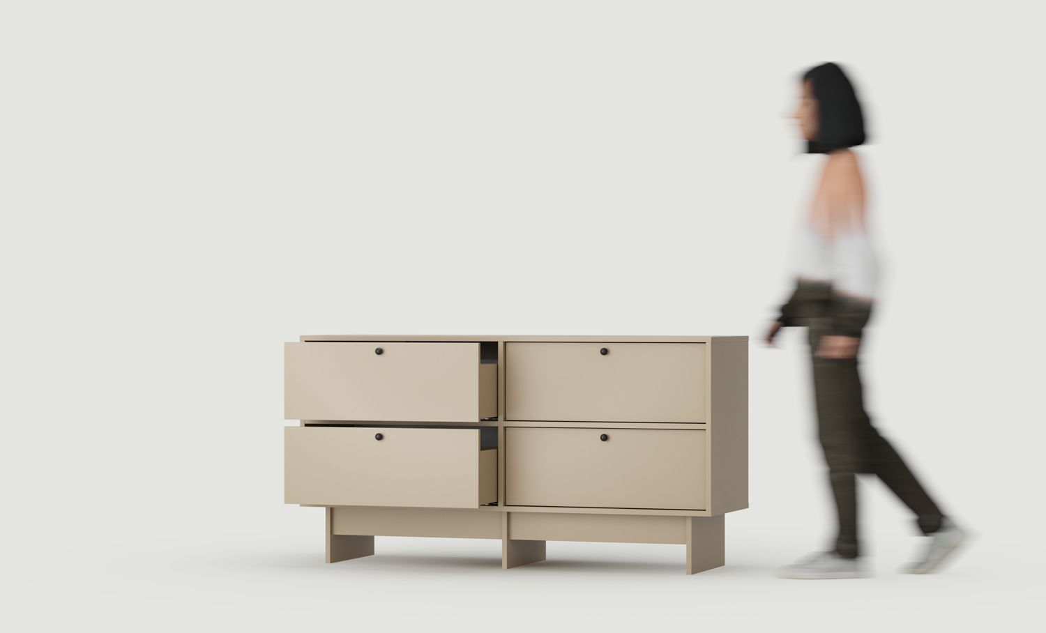 Dulap pentru două lavoare KABE K2U03B în stil JAPANDI
Culoare: Cappuccino
Mâner: Mâner cu bilă Black KD