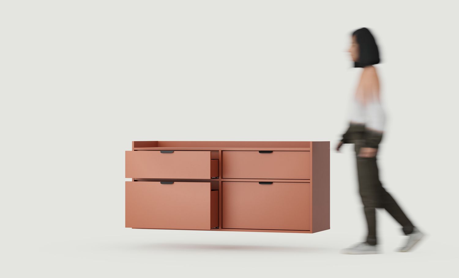 Dulap de perete pentru lavoar dublu SIGI WS2U03B
Culoare: Fiery Terracotta
Mâner: LAYERS 110 Negru