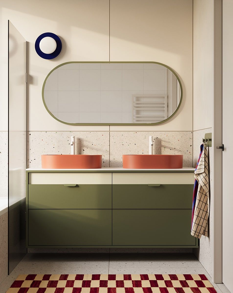 LAYERS LAY73 unitate de perete cu chiuvetă dublă cu sertare
Culoare: Cypress Green
Culoare față: Milky Way
Mâner: LAYERS 110 mâner Cypress green
Lavetă: OVO M+ Coral OMNIRES
Robinet: Tall Y White Mat OMNIRES
Blat: Alb