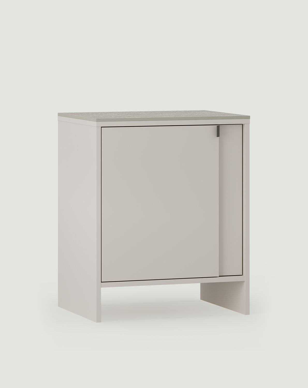 Dulap de toaletă vertical LAYERS LAY64
Culoare: Woolly Cashmere
Culoarea panoului frontal: Wrapping Cashmere
Mâner: LAYERS 110 Black Onyx
Blat de masă: terrazzo sinterizat gri
                            