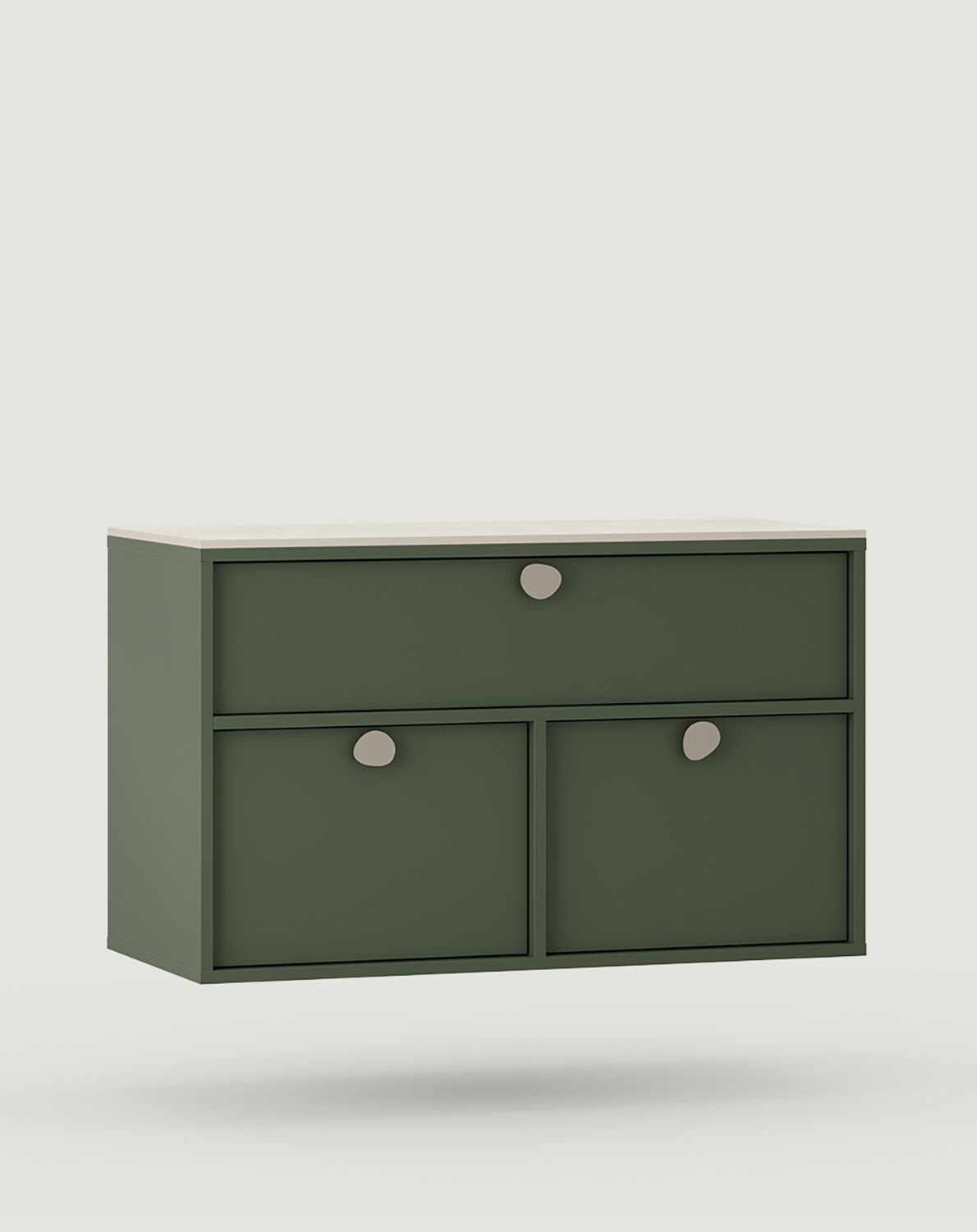 KABE dulap lavoar montat pe perete WKU01B în stil JAPANDI
Culoare: Cypress green
Mâner: Mâner din oțel Stain gri bej
Blat de masă: Diamond Cream Sinter
                            