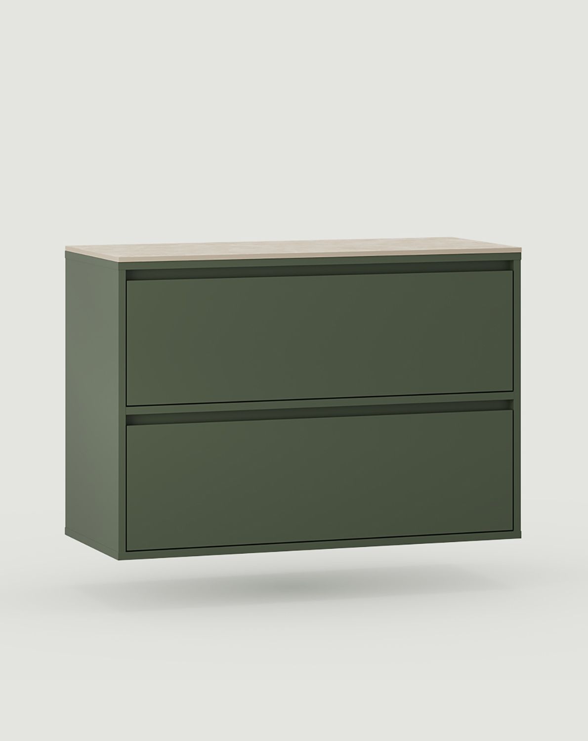 Dulap lavoar ODIS montat pe perete WOU02B
Culoare: Verde cypress
Blat: Onix sinterizat de culoare crem