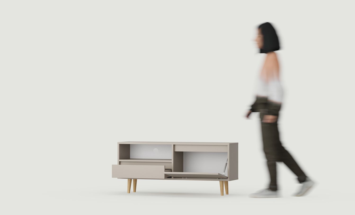 Dulap FENRIS RTV FTV1
Culoare: Ash Clay
Picior: Walnut Oak Oiled
                            