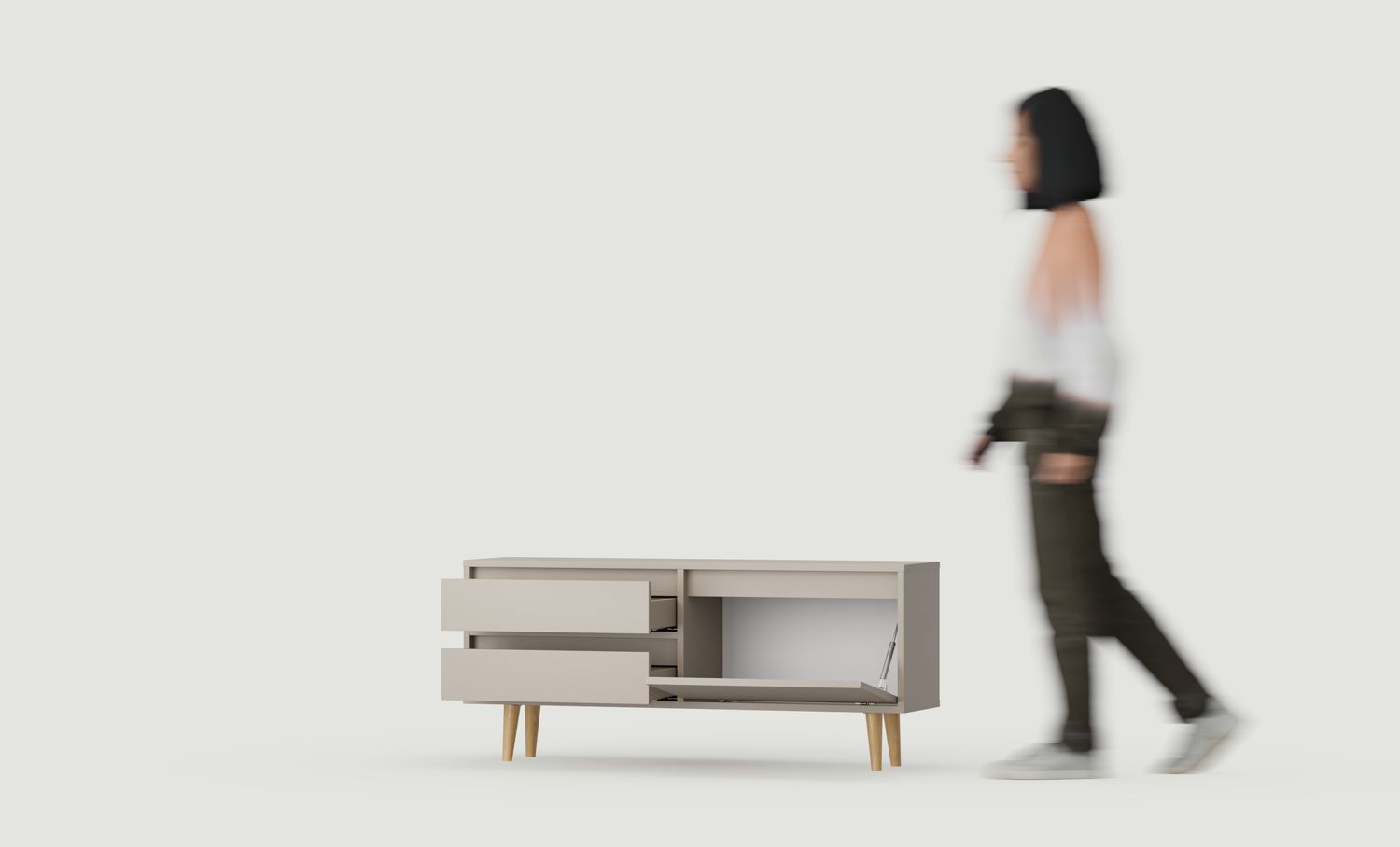 Dulap FENRIS RTV FTV1S
Culoare: Ash Clay
Picior: Walnut Oak Oiled
