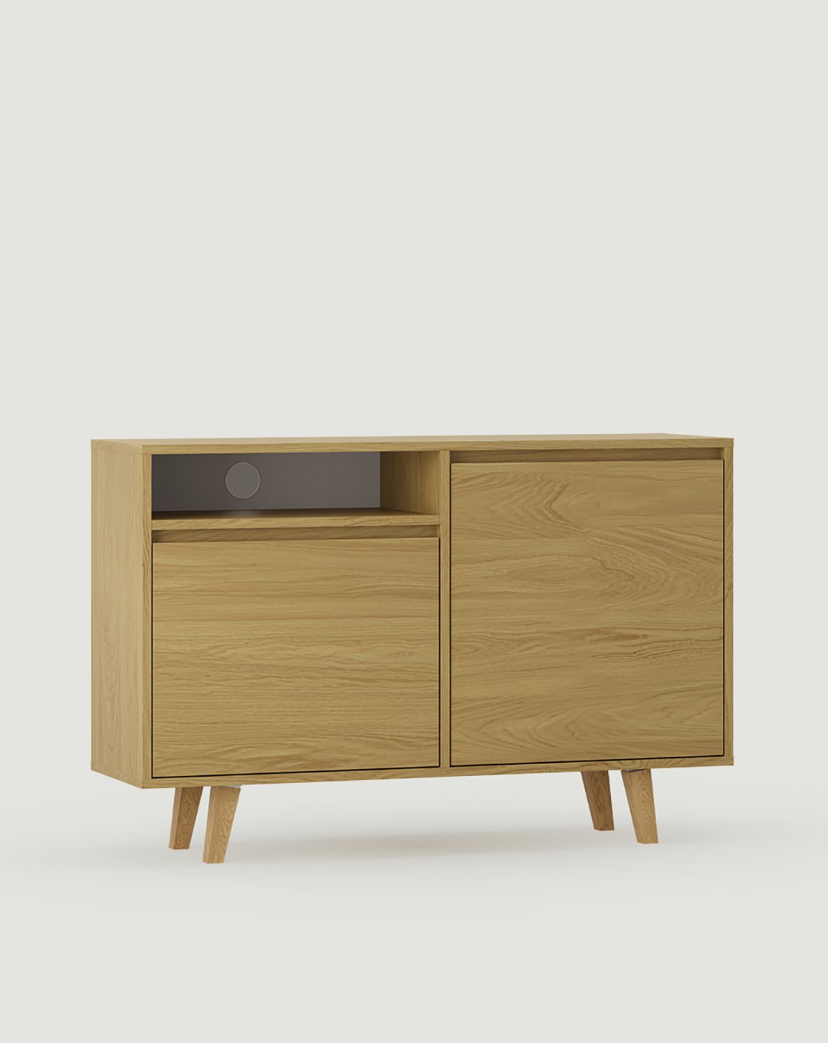 Dulap FENRIS RTV FTV2
Culoare: furnir de stejar natural
Picior: Trapezoidal stejar uns cu ulei