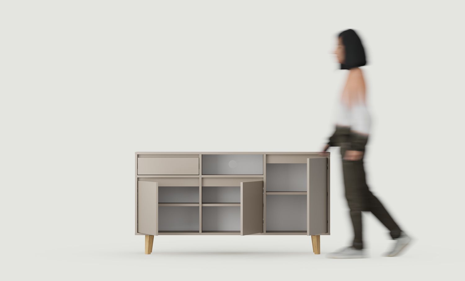 Dulap FENRIS RTV FTV3S
Culoare: Ash Clay
Picior: Walnut Oak Oiled