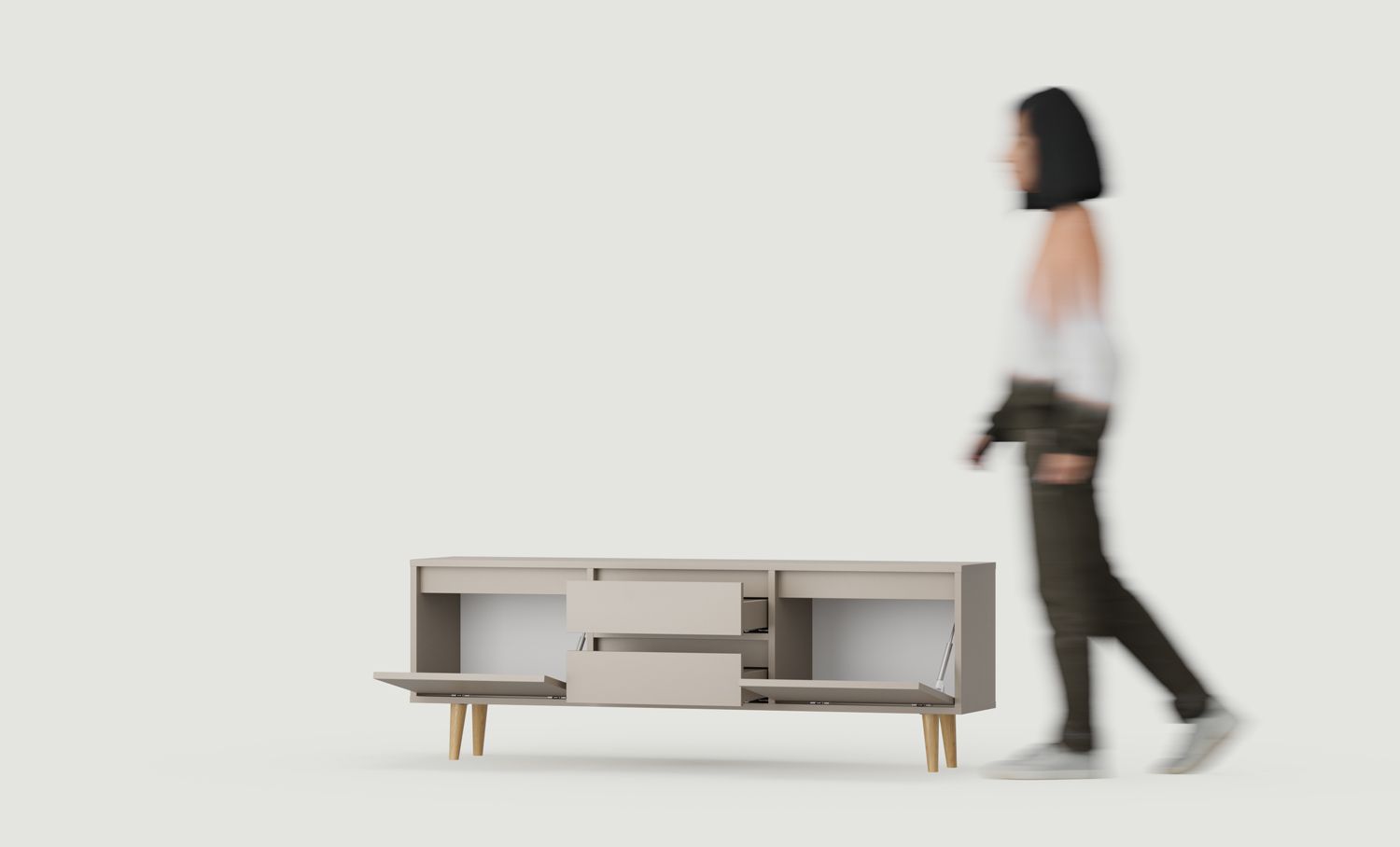 Dulap FENRIS RTV FTV4S
Culoare: Ash Clay
Picior: Walnut Oak Oiled