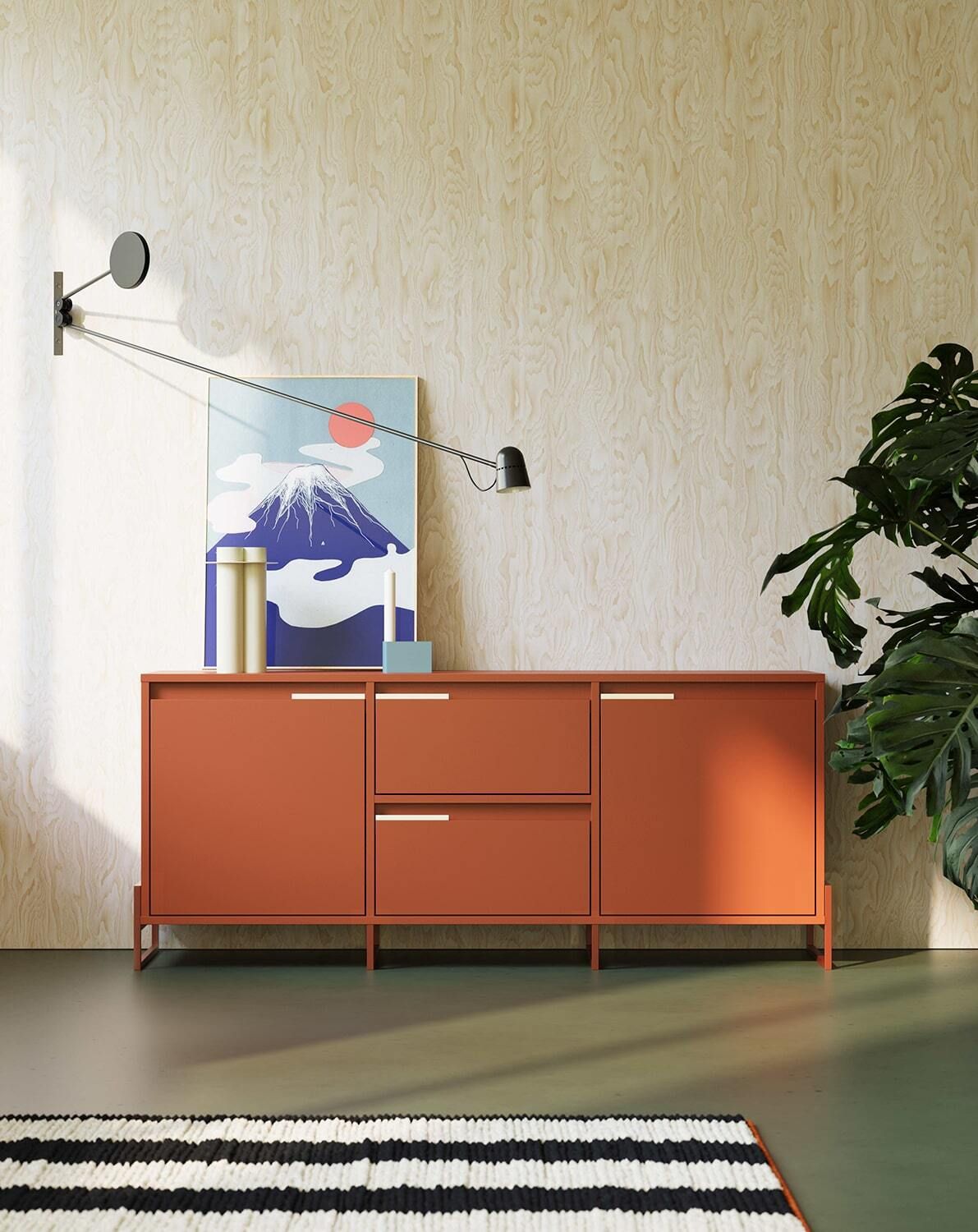 Dulap INEA RTV ITV3S
Culoare: Fiery Terracotta
Culoarea mânerului:  Oțel Milky Way
Culoare picior: Inea Steel Fiery Terracotta
                            