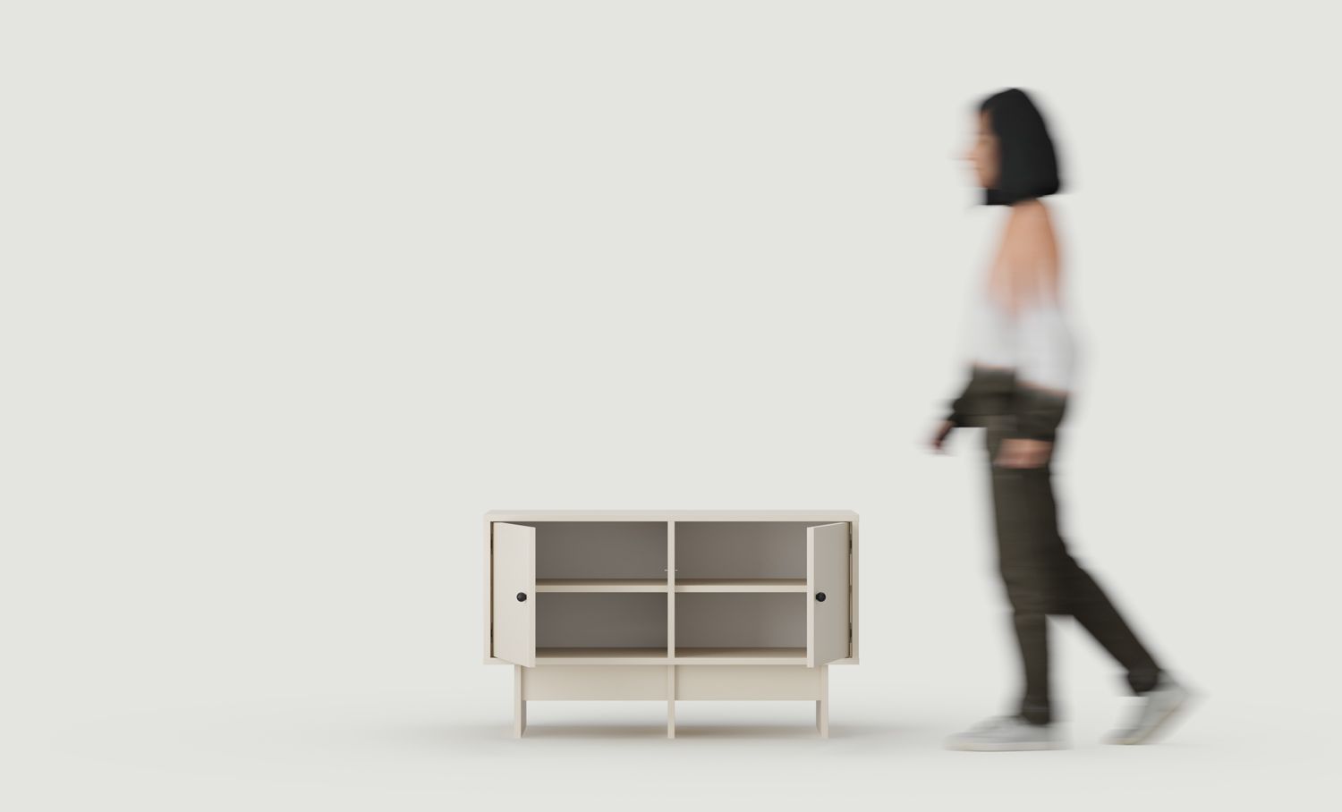 KABE KTV1 Dulap RTV în stil JAPANDI
Culoare: Champagne Beige
Mâner: Mâner cu bilă Black KD
