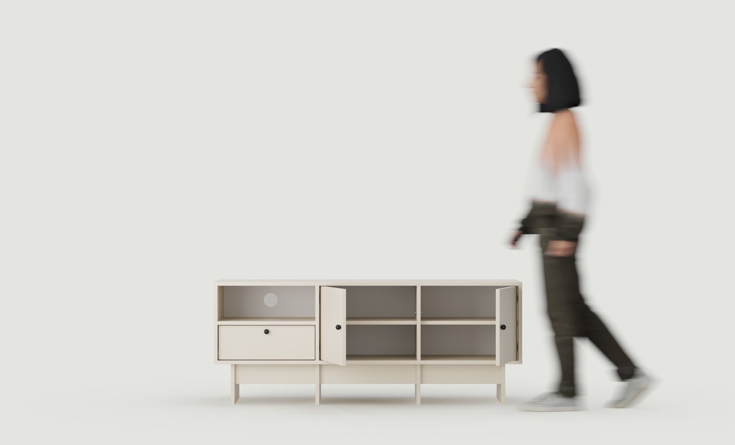 Dulap KABE KTV2 RTV în stil JAPANDI
Culoare: Champagne Beige
Mâner: Mâner cu bilă Black KD