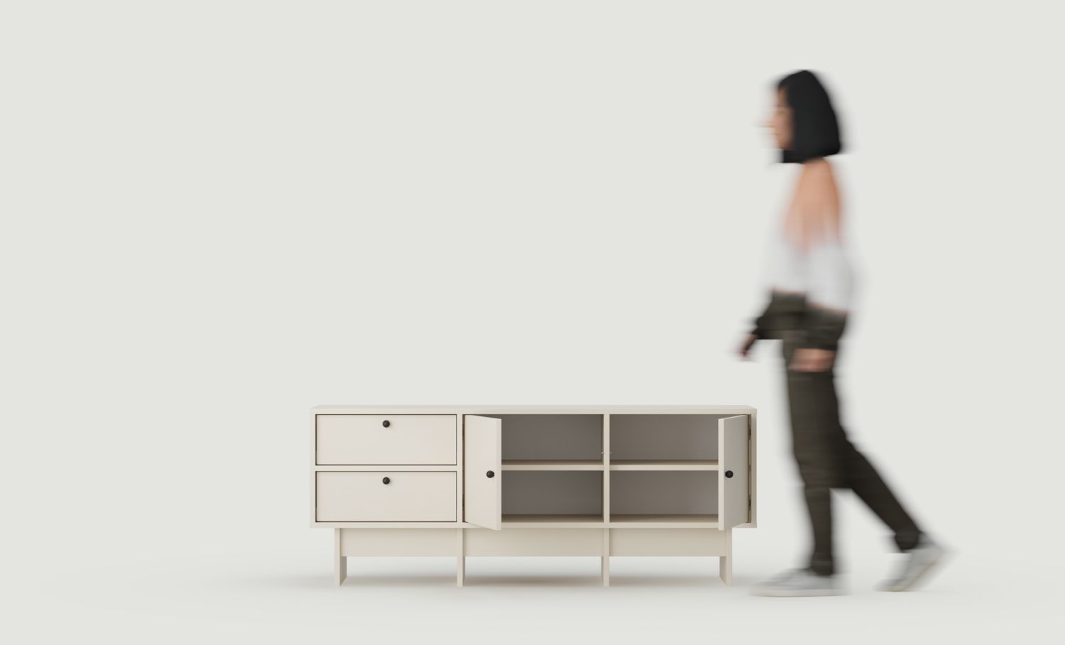 KABE KTV2S Dulap RTV în stil JAPANI
Culoare: Champagne Beige
Mâner: Mâner cu bilă Black KD