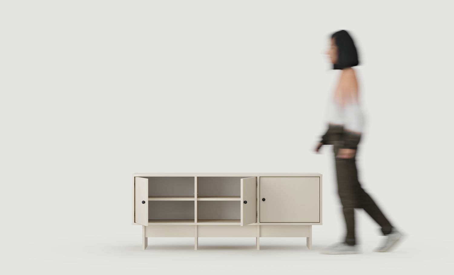 KABE KTV3 Dulap RTV în stil JAPANDI
Culoare: Champagne Beige
Mâner: Mâner cu bilă Black KD