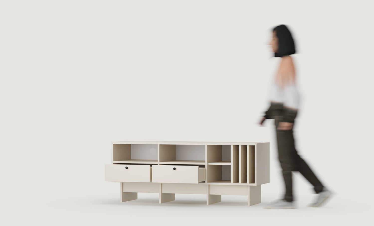KABE KTV2SW dulap RTV din vinil în stil JAPANDI
Culoare: Champagne Beige
Mâner: Mâner cu bilă Black KD