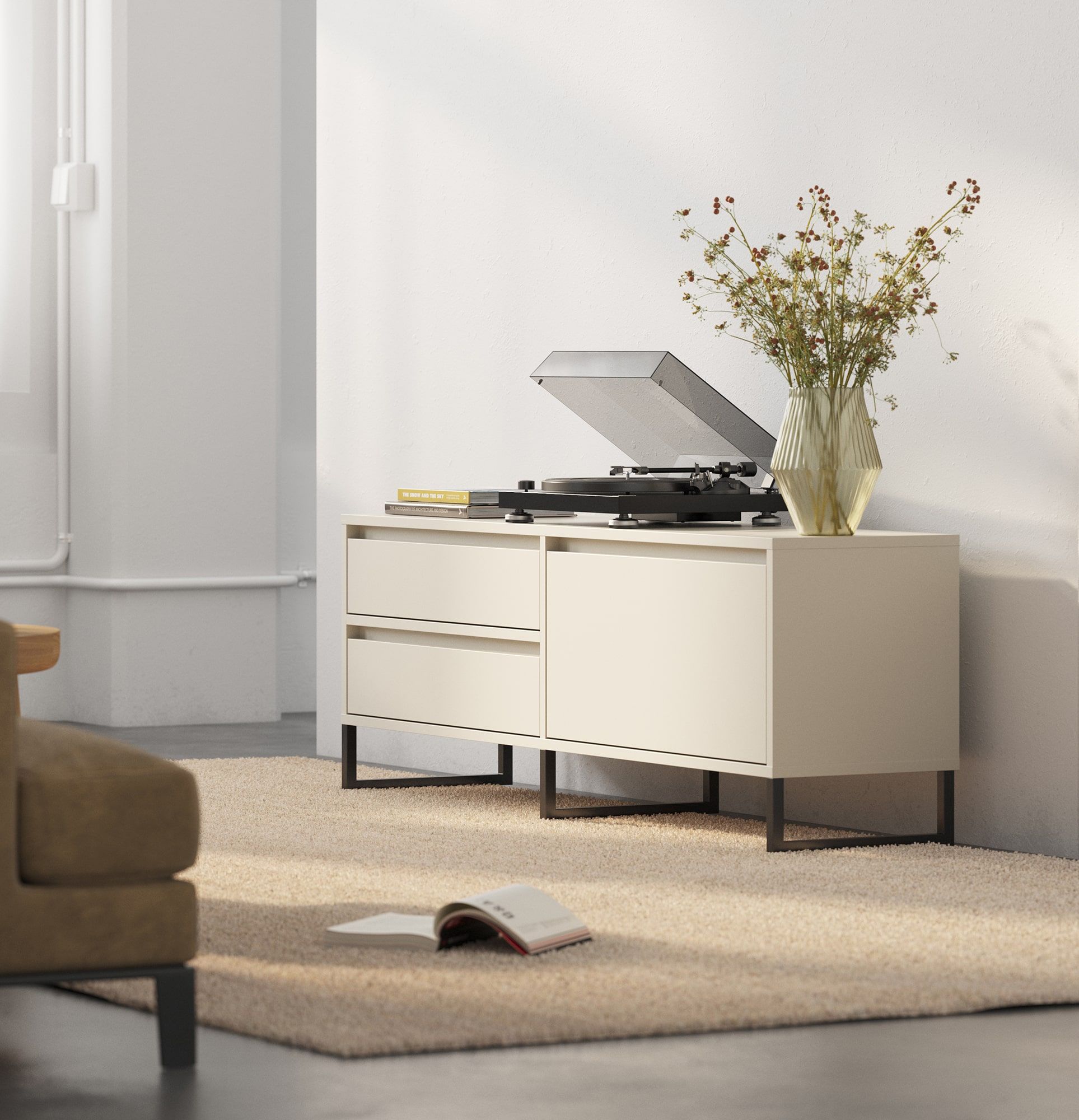 Dulap RTV ODIS BTV1S
Culoare: Champagne Beige
Culoarea piciorului: Leg Black
                            
