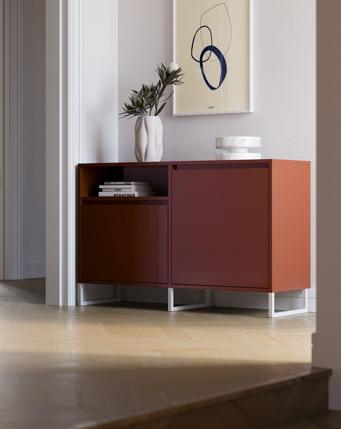 Dulap RTV ODIS BTV2
Culoare: Fiery Terracotta
Culoarea piciorului: Alb
                            