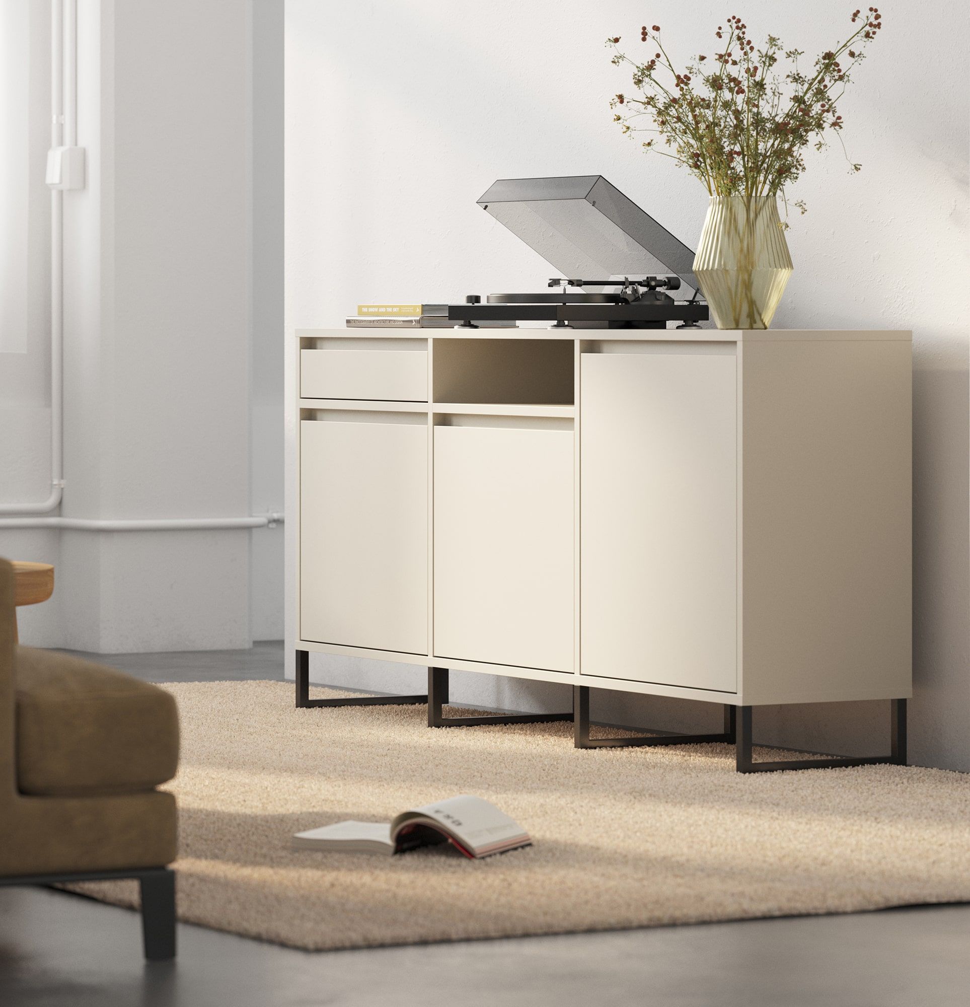 Dulap RTV ODIS BTV3S
Culoare: Champagne Beige
Culoarea piciorului: Leg Black
                            