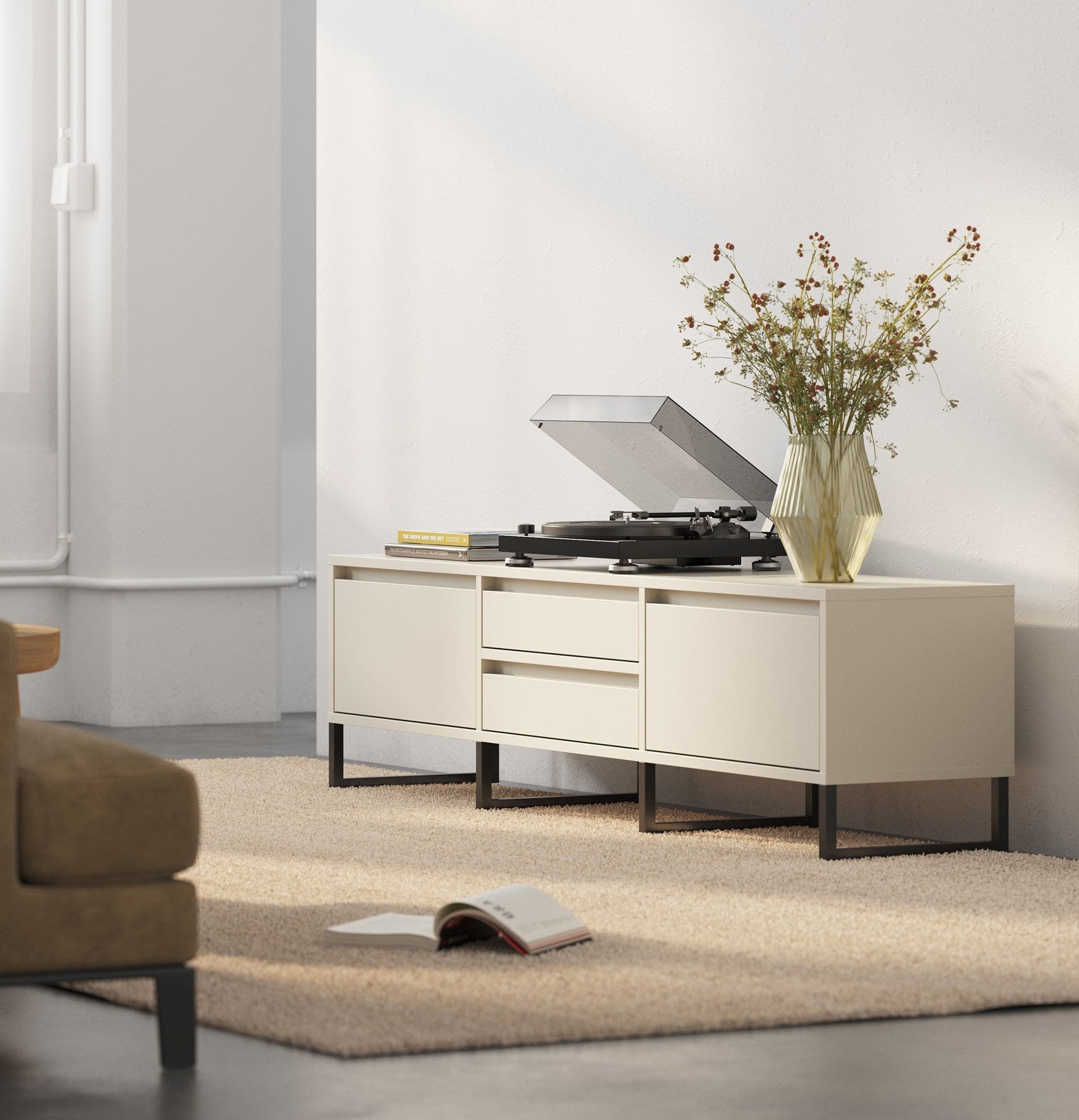 Dulap RTV ODIS BTV4S
Culoare: Champagne Beige
Culoarea piciorului: Leg Black
                            