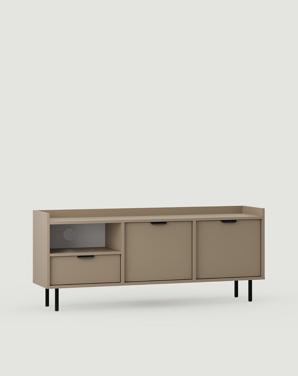 Dulap RTV SIGI STV1
Culoare: Cappuccino
Picior: Negru
Mâner: Mâner margine LAYERS 110 Black Onyx