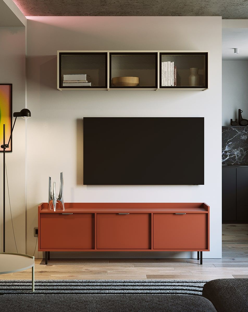 Dulap RTV SIGI STV3K
Culoare: Fiery Terracotta
Picior: Negru
Mâner: LING Silver