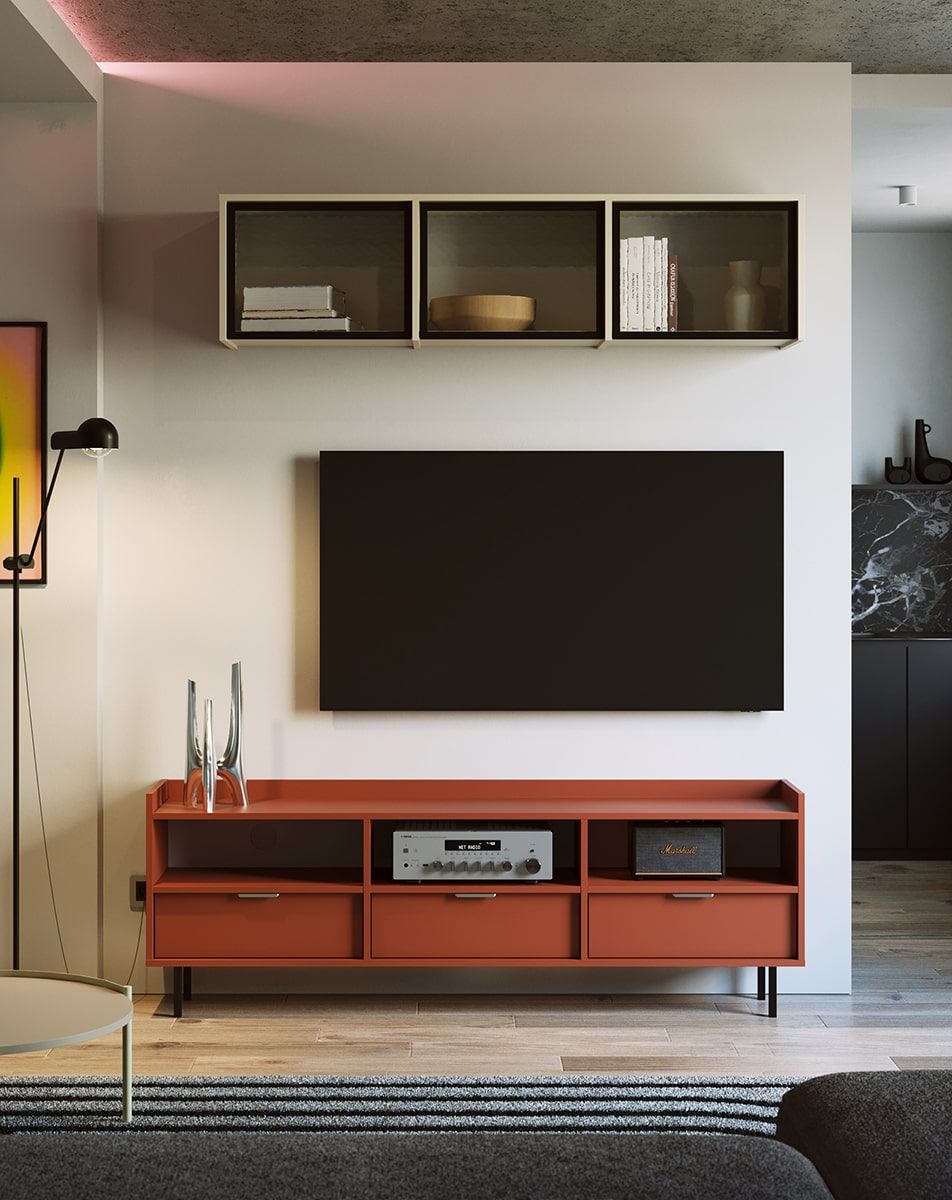 Dulap RTV SIGI STV3S
Culoare: Fiery Terracotta
Picior: Negru
Mâner: LING Silver