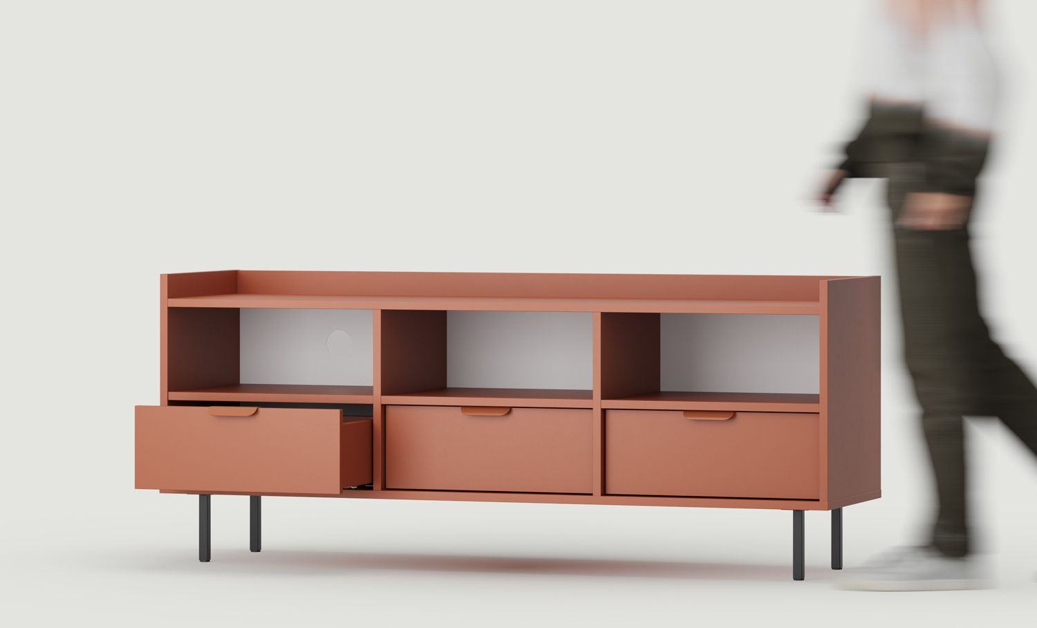 Dulap RTV SIGI STV3S
Culoare: Fiery Terracotta
Picior: Negru
Mâner: LAYERS 110 Fire Terracotta