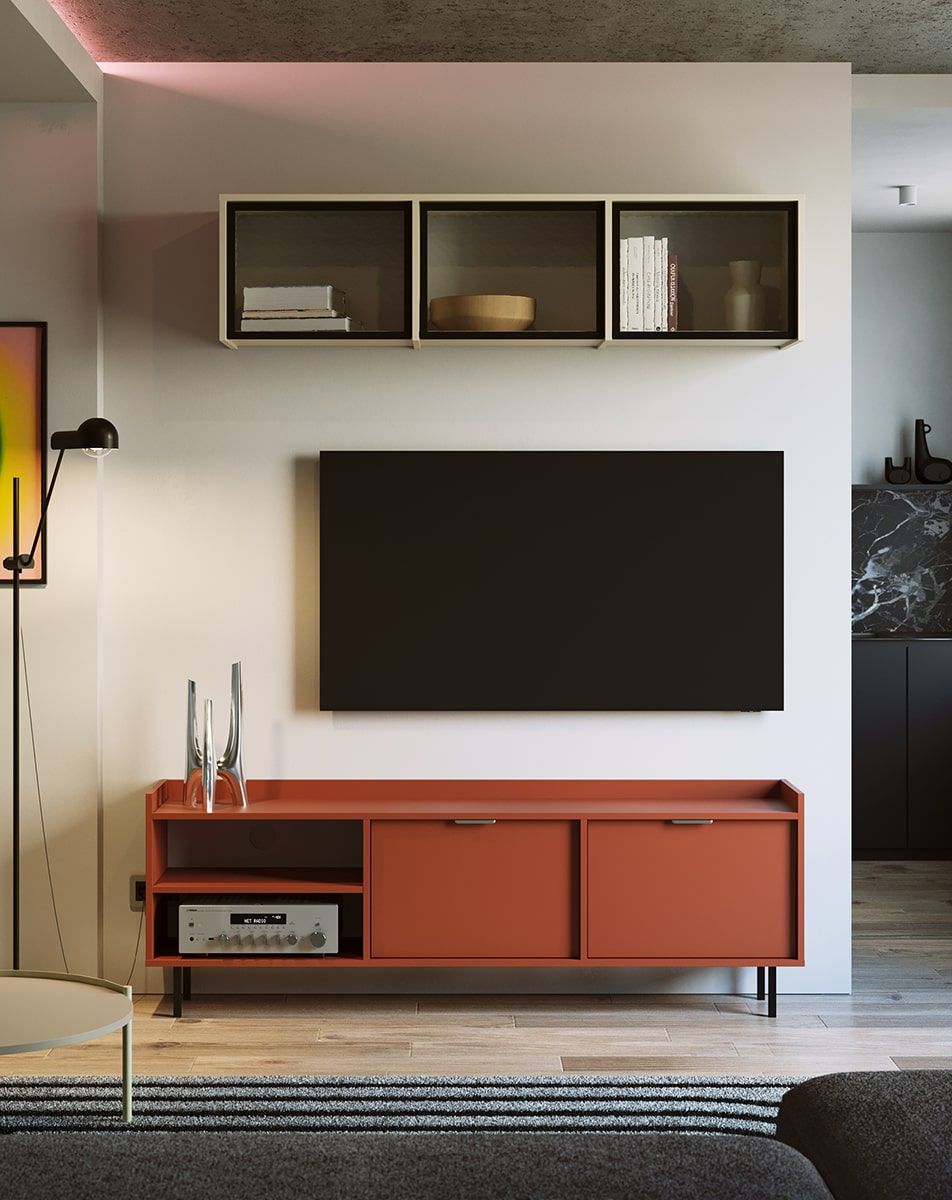 Dulap RTV SIGI STV4
Culoare: Fiery Terracotta
Picior: Negru
Mâner: LING Silver