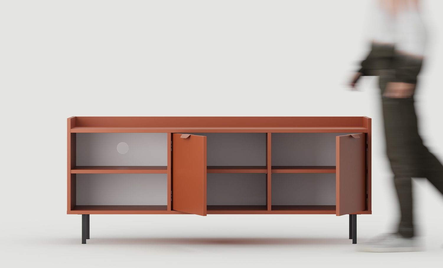 Dulap RTV SIGI STV4
Culoare: Fiery Terracotta
Picior: Negru
Mâner: LAYERS 110 Fire Terracotta